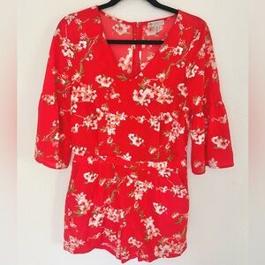 Eliane rose red floral romper